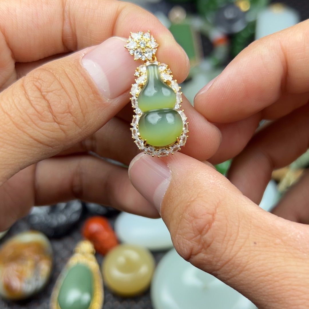 和田玉挂件银S925镶嵌