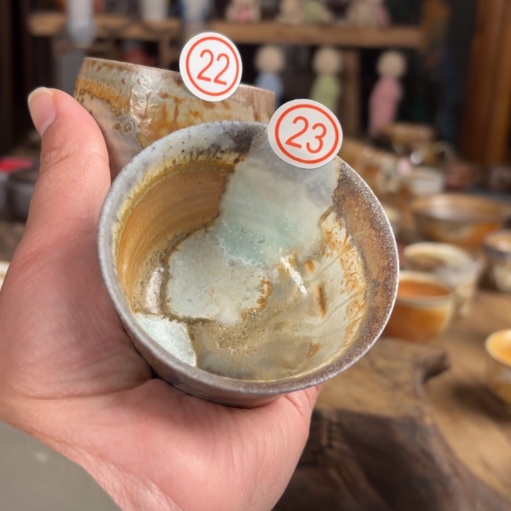 杯碾*尘【瓷与故事】柴烧主人杯一对