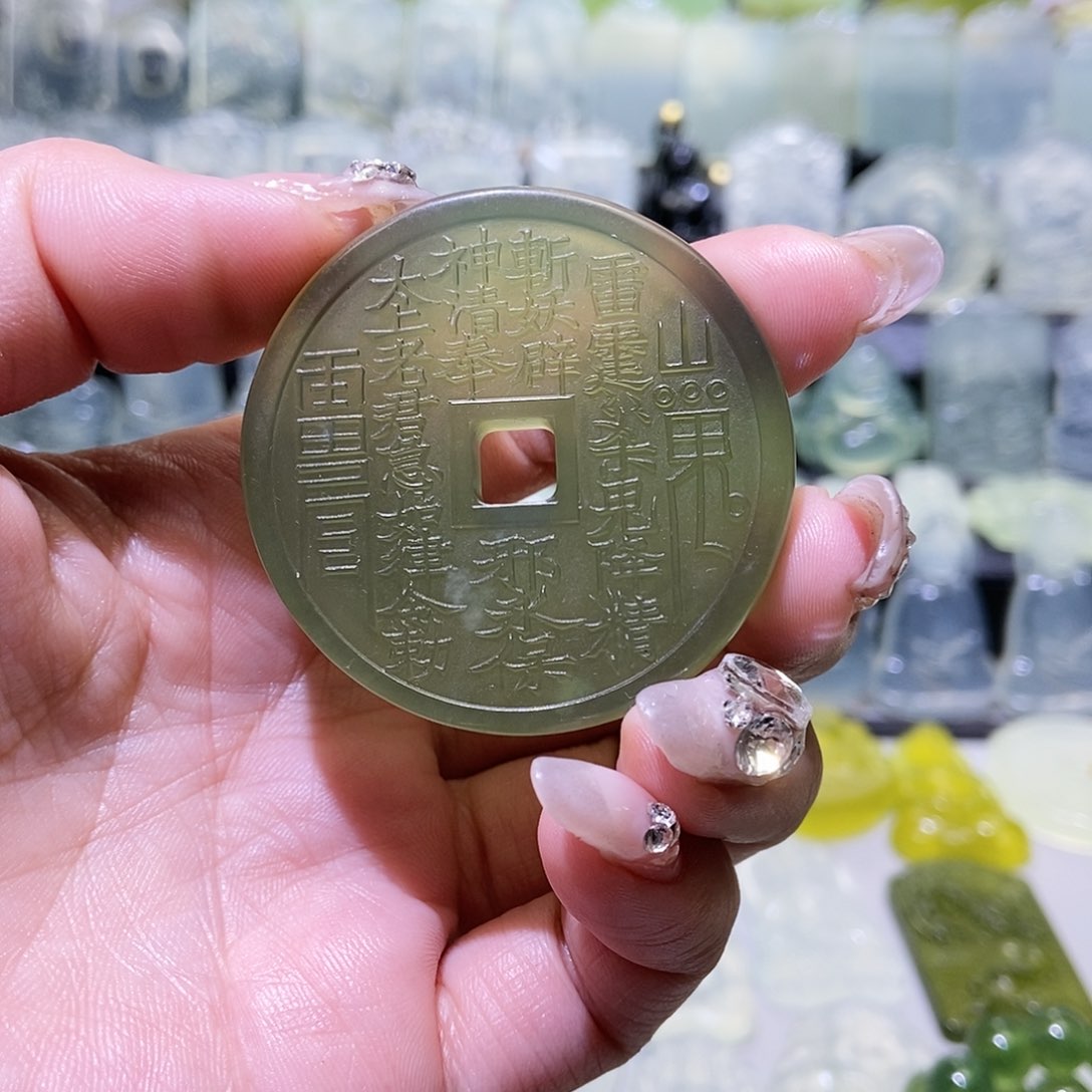 岫玉山鬼花钱未镶嵌