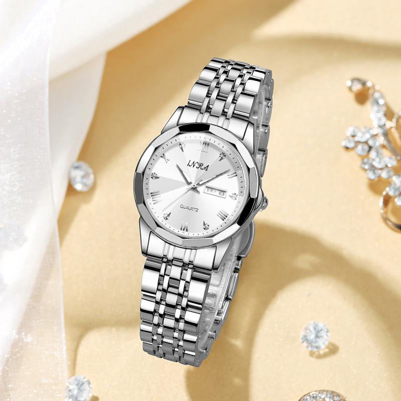 时尚经典多功能女神腕表双日历白面 58163 -H