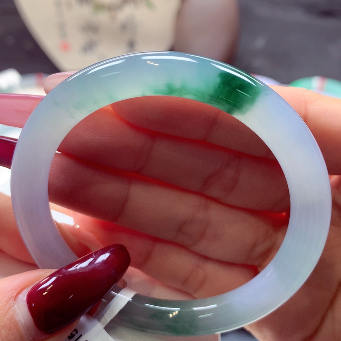 翡翠手镯未镶嵌美人条6号66