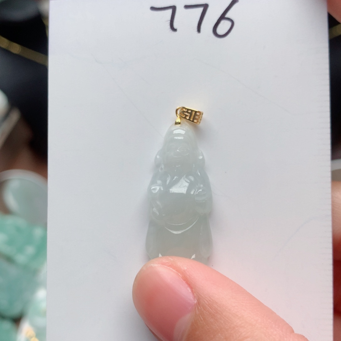 翡翠颈饰银S925镀金镶嵌吊坠