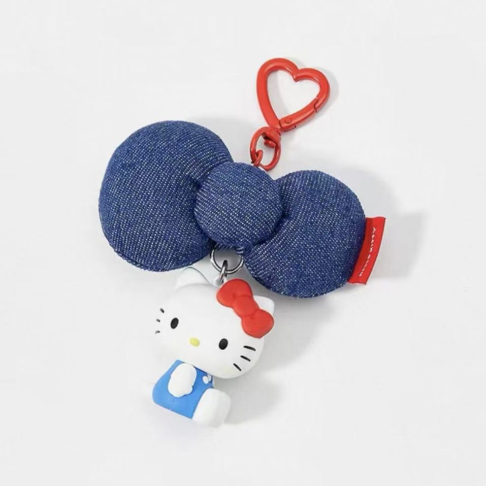 三丽鸥凯蒂猫正版爱心hellokitty牛仔蝴蝶结挂件挂饰女生包包挂件