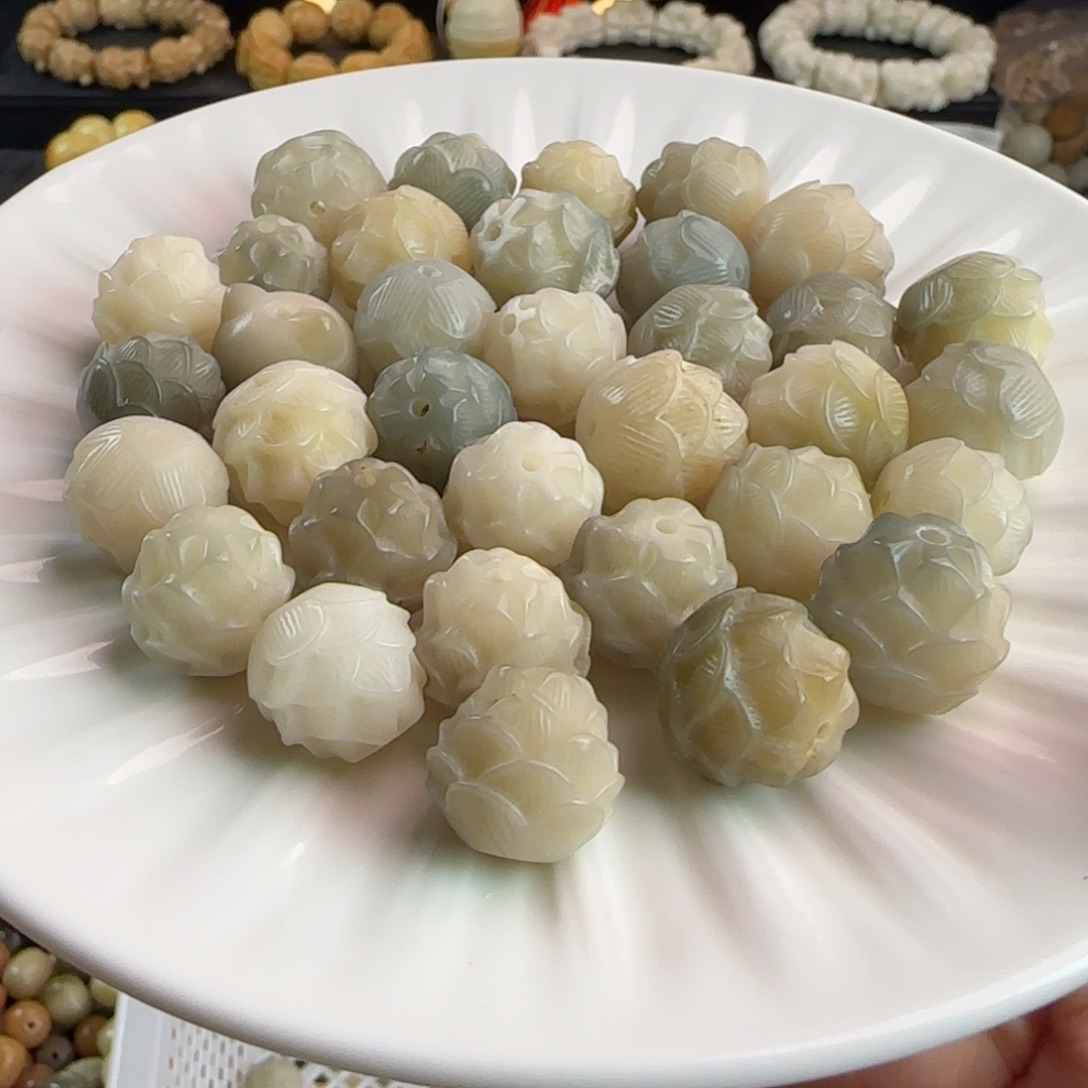 手串菩提根/象牙果瑕疵卡15/16绿色肉莲30颗不挑瑕疵