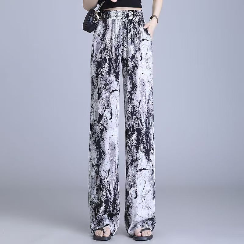 0026 夏季女士时尚水墨直筒休闲裤 F02