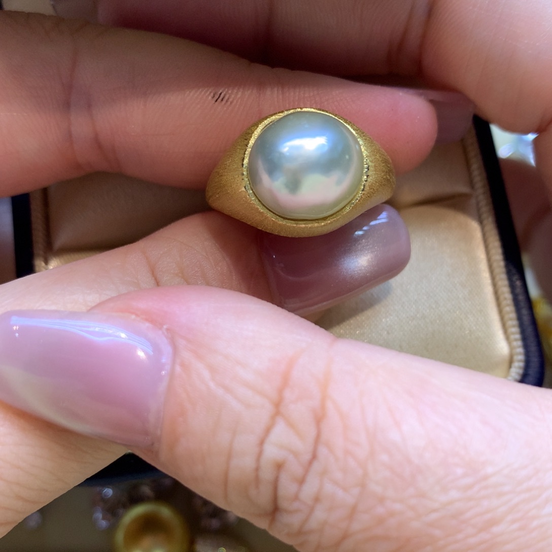 银S925镶嵌戒指海水珍珠