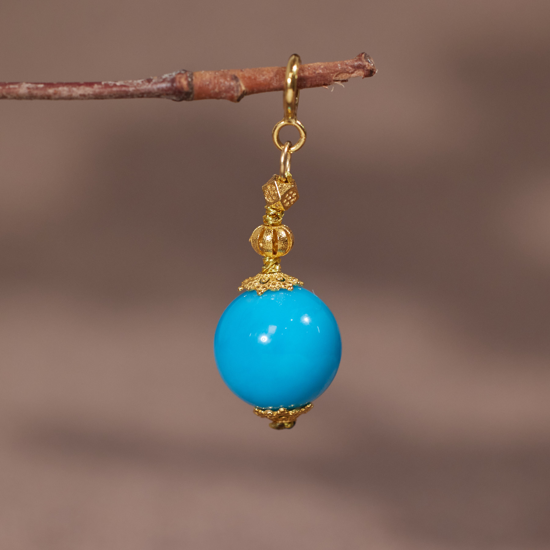 【歪歪】松石圆珠吊坠*18K镶嵌（多样性发）(卡9）N4999