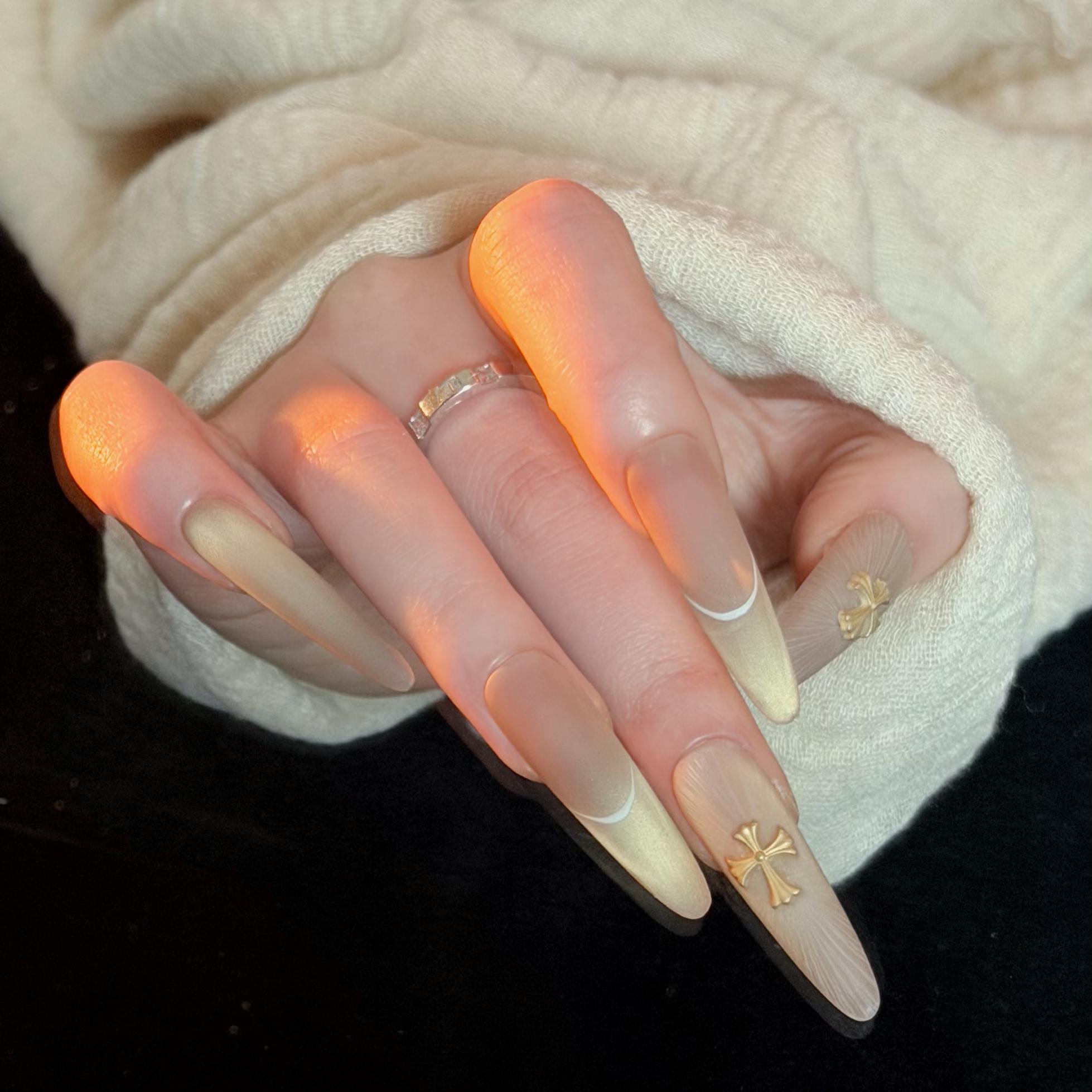 【【圣光】】手工穿戴甲裸色穿戴甲穿戴式气质中长款秋冬简约穿戴甲