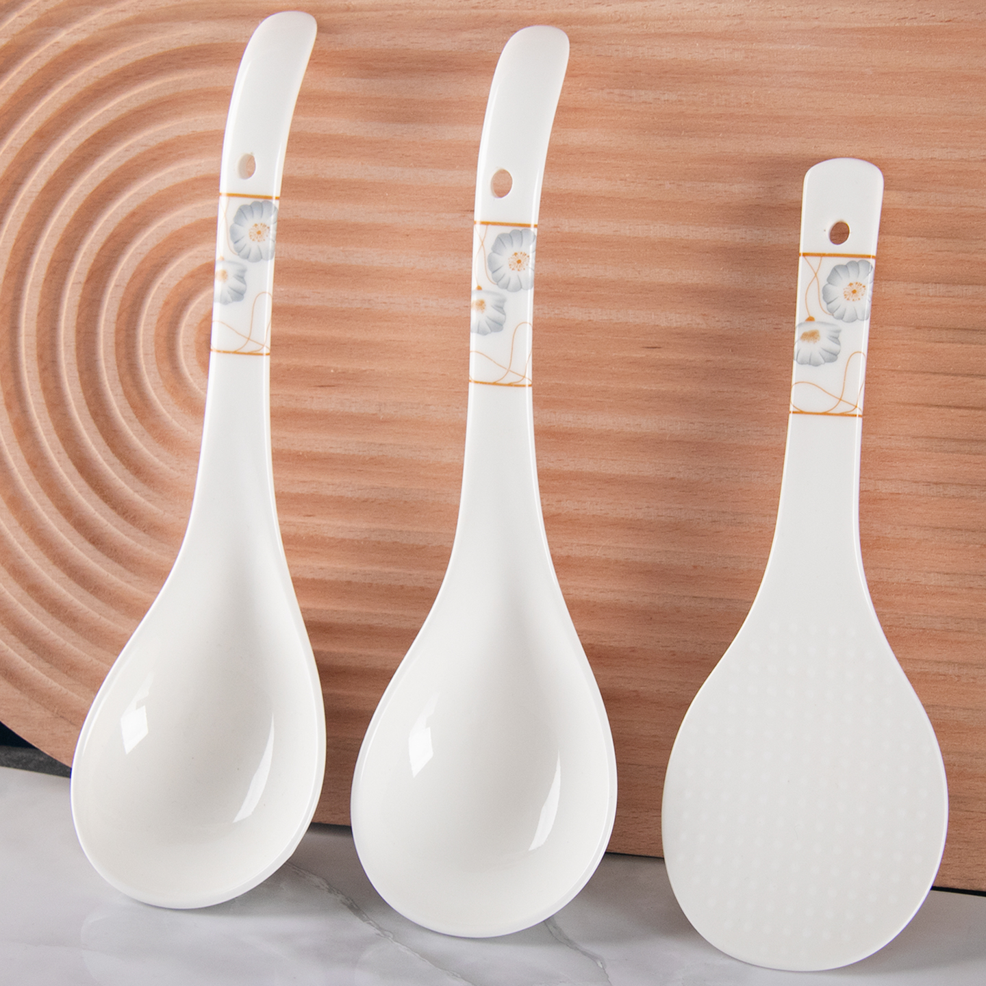 岁月静好大汤勺+饭铲子组合家用陶瓷餐具组合新中式釉下彩餐具P