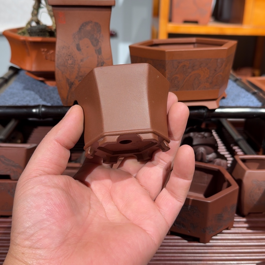 平***紫砂花盆原矿紫泥