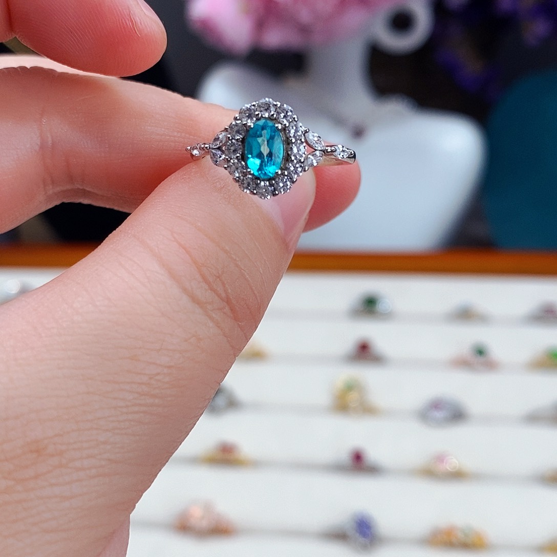 托帕石戒指银S925镶嵌