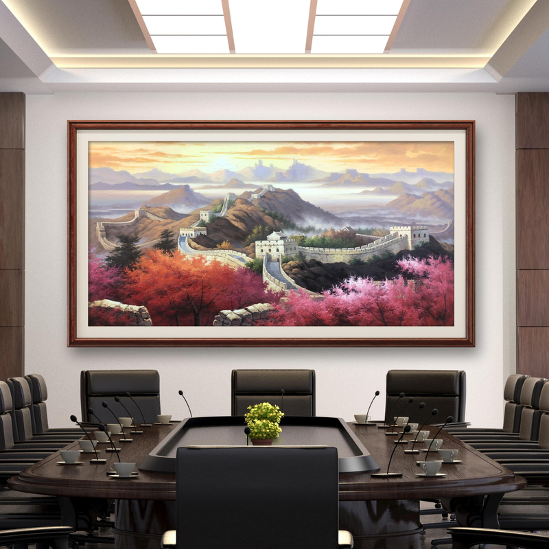 【长城秋色】朱清忠原创油画的肌理复刻版画办公横幅风景画沙发挂画