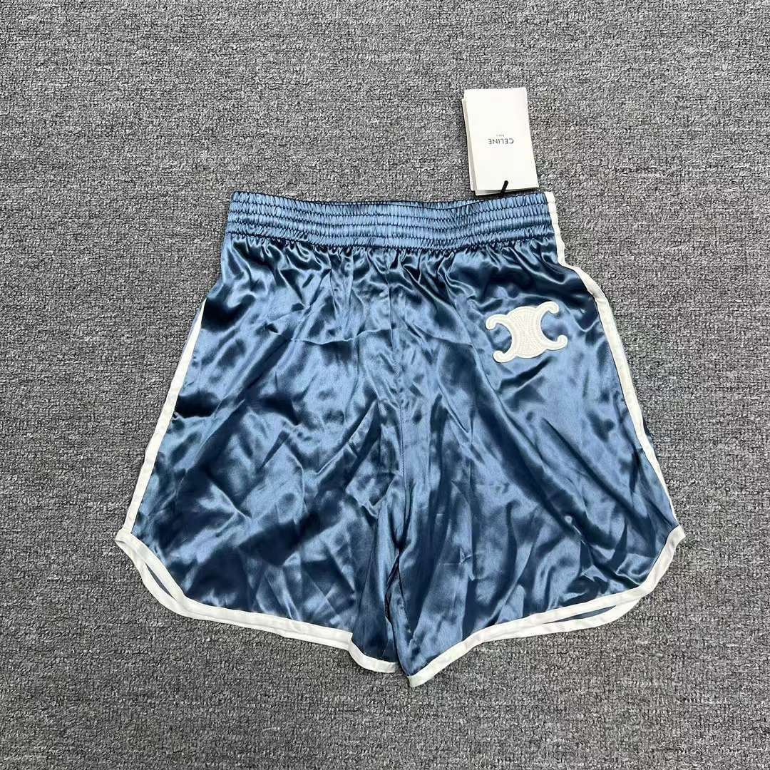全新未使用 Celine/思琳 Celine 雾霾蓝凯旋门丝缎短裤 34码