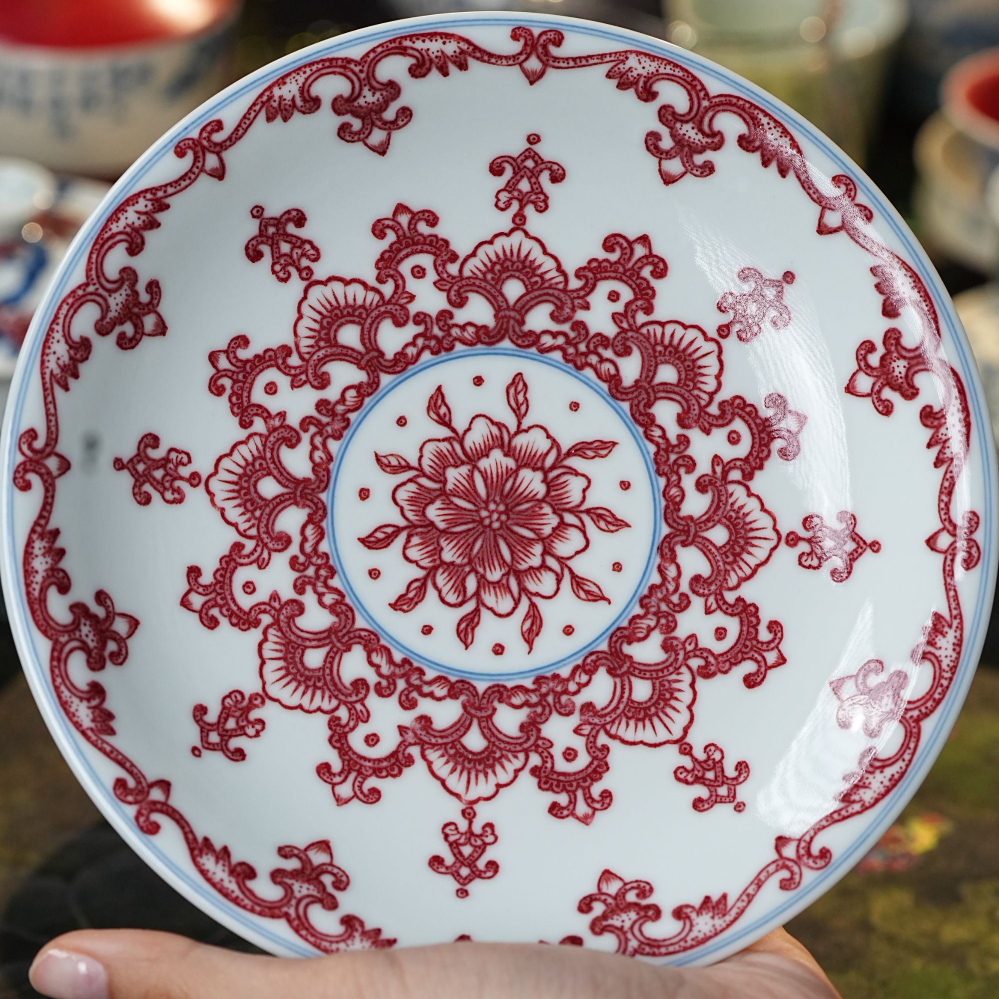 梓耘红窑景德镇纯手工手绘釉里红敦煌如意壶承