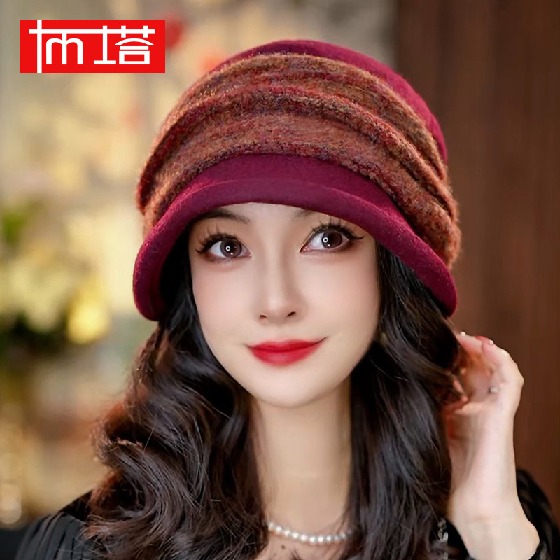 布塔渔夫帽子女秋冬新款羊毛呢礼帽高级感显脸小帽子盆帽