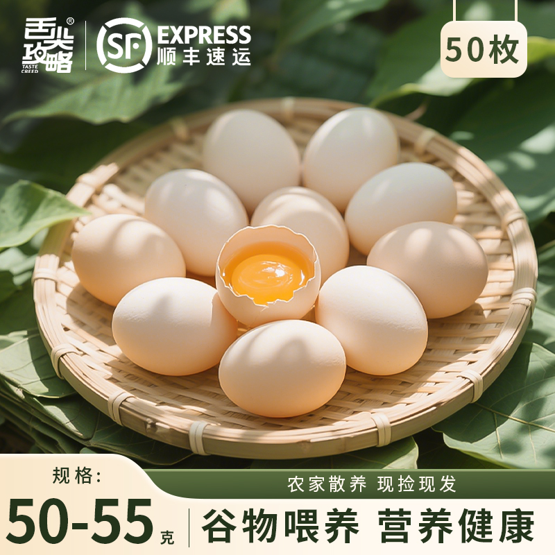 【顺丰】舌尖攻略 整箱50枚农家散养鲜鸡蛋50-55g/枚新鲜高品质