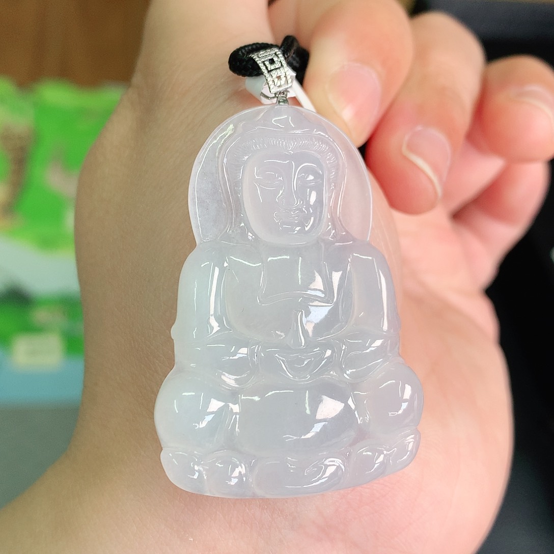 翡翠颈饰18K金镶嵌冰胶观音