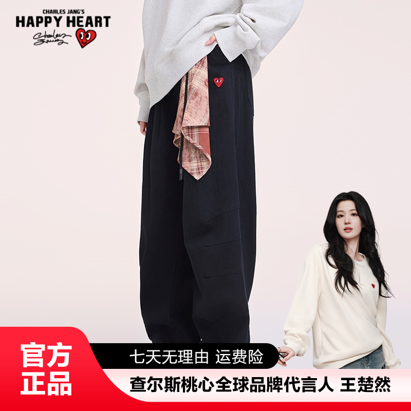 休闲裤裤子纯色宽松型直筒贴布复古长裤纯棉弯刀牛仔裤