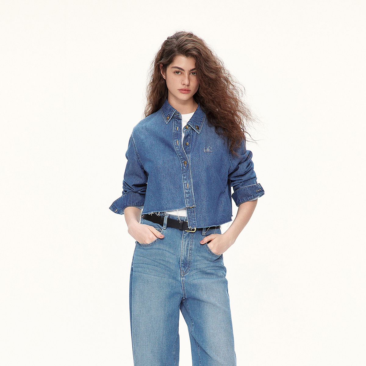 3555[赵老板专属]欧时力天丝棉牛仔外套短上衣休闲宽松小个子25春