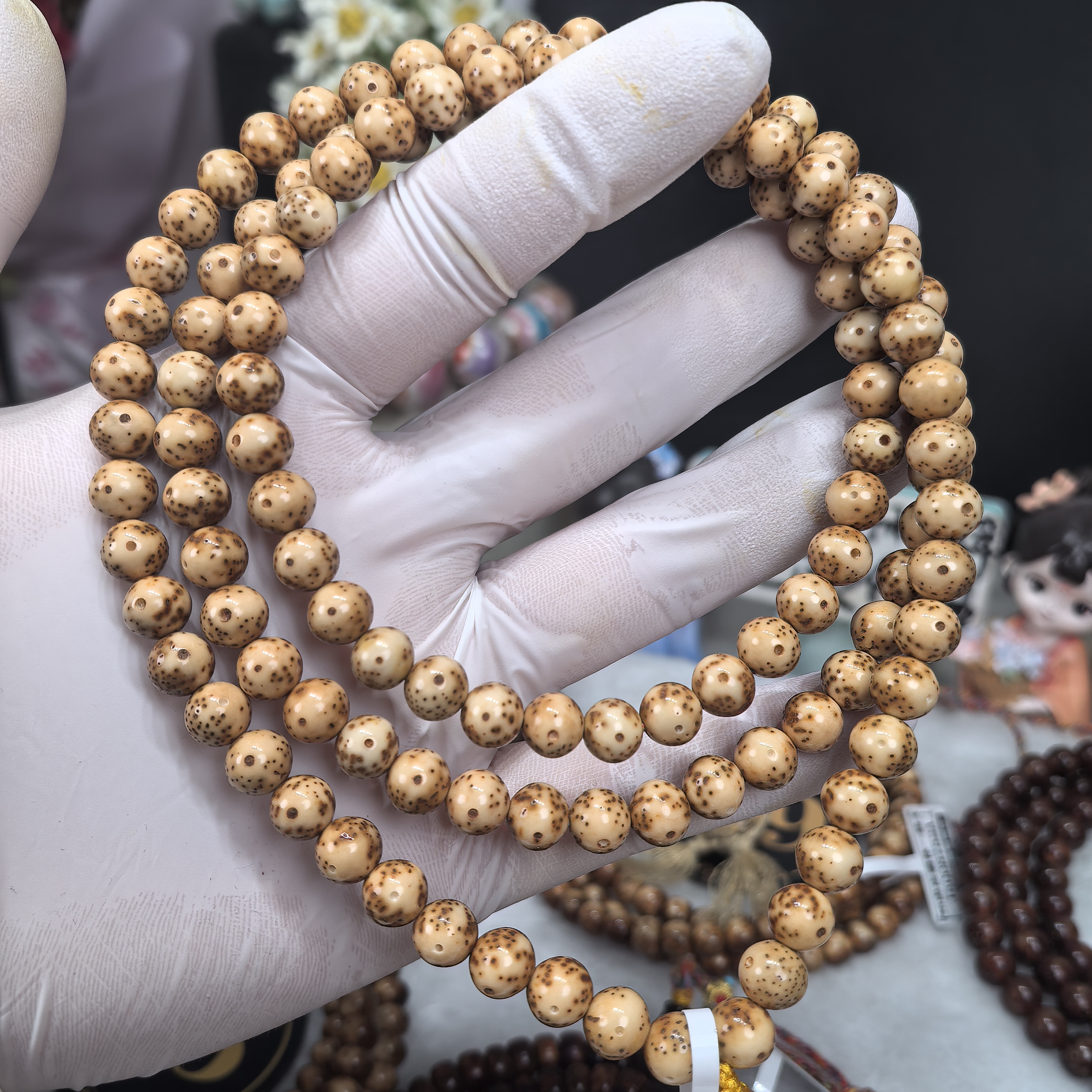 金花虎皮8mm圆珠月朗星稀一线天针尖星高油高密海南星月菩提手串