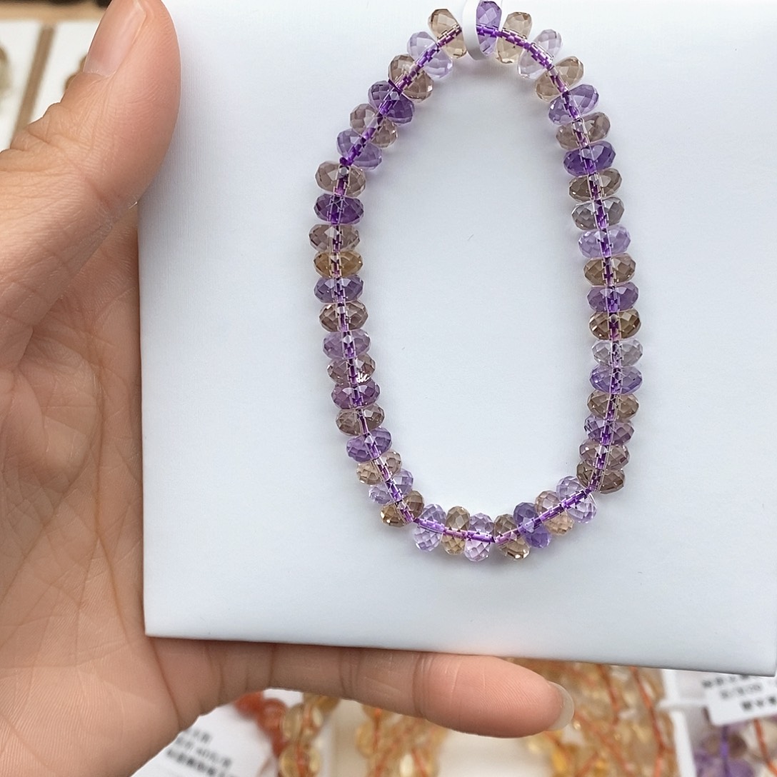 水晶手链未镶嵌紫黄刻面7