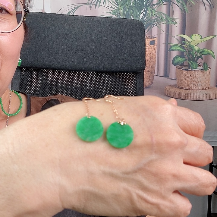 翡翠耳饰18K金镶嵌耳勾