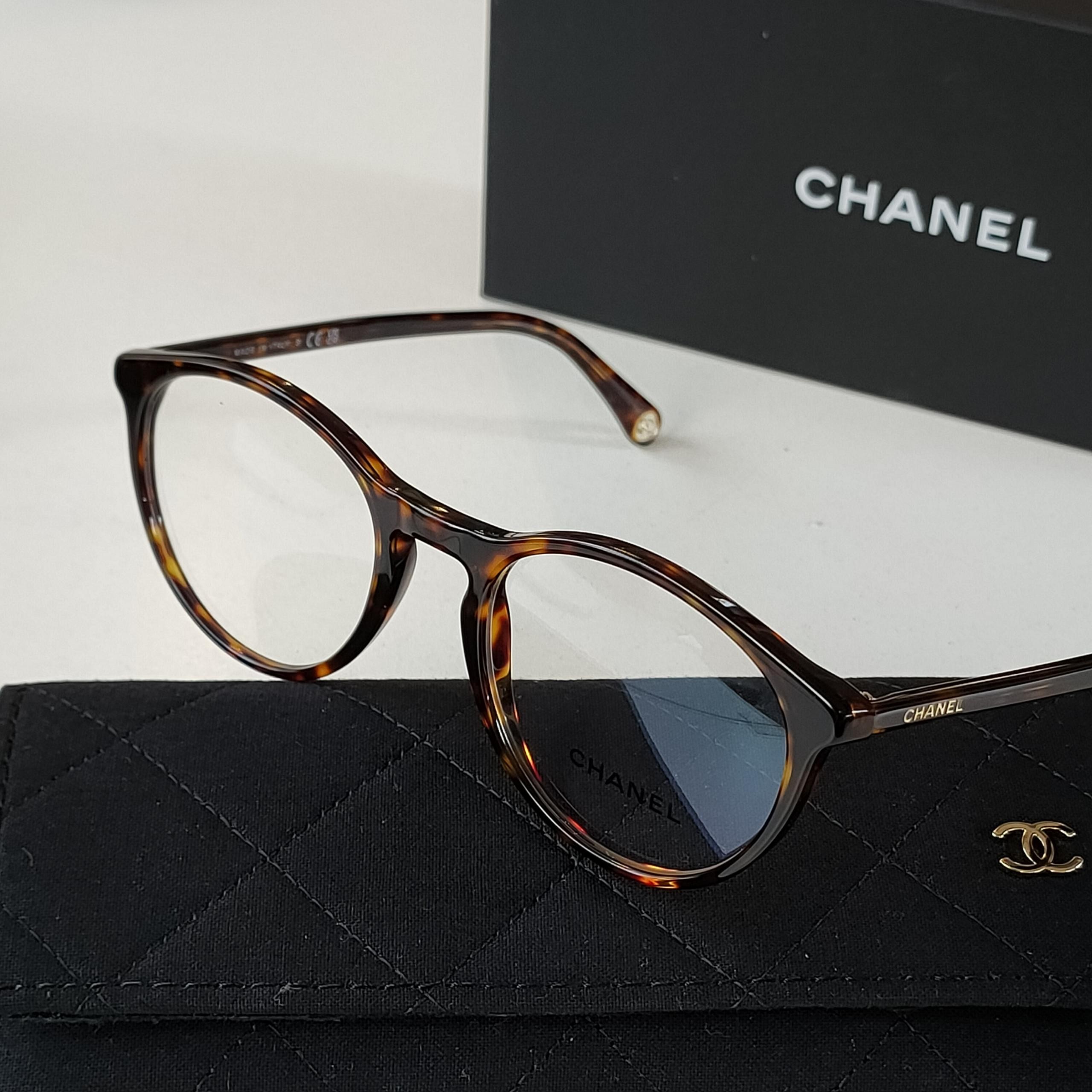 95新 Chanel/香奈儿 Azul-玳瑁色3413/51亚克力细框平光镜49363