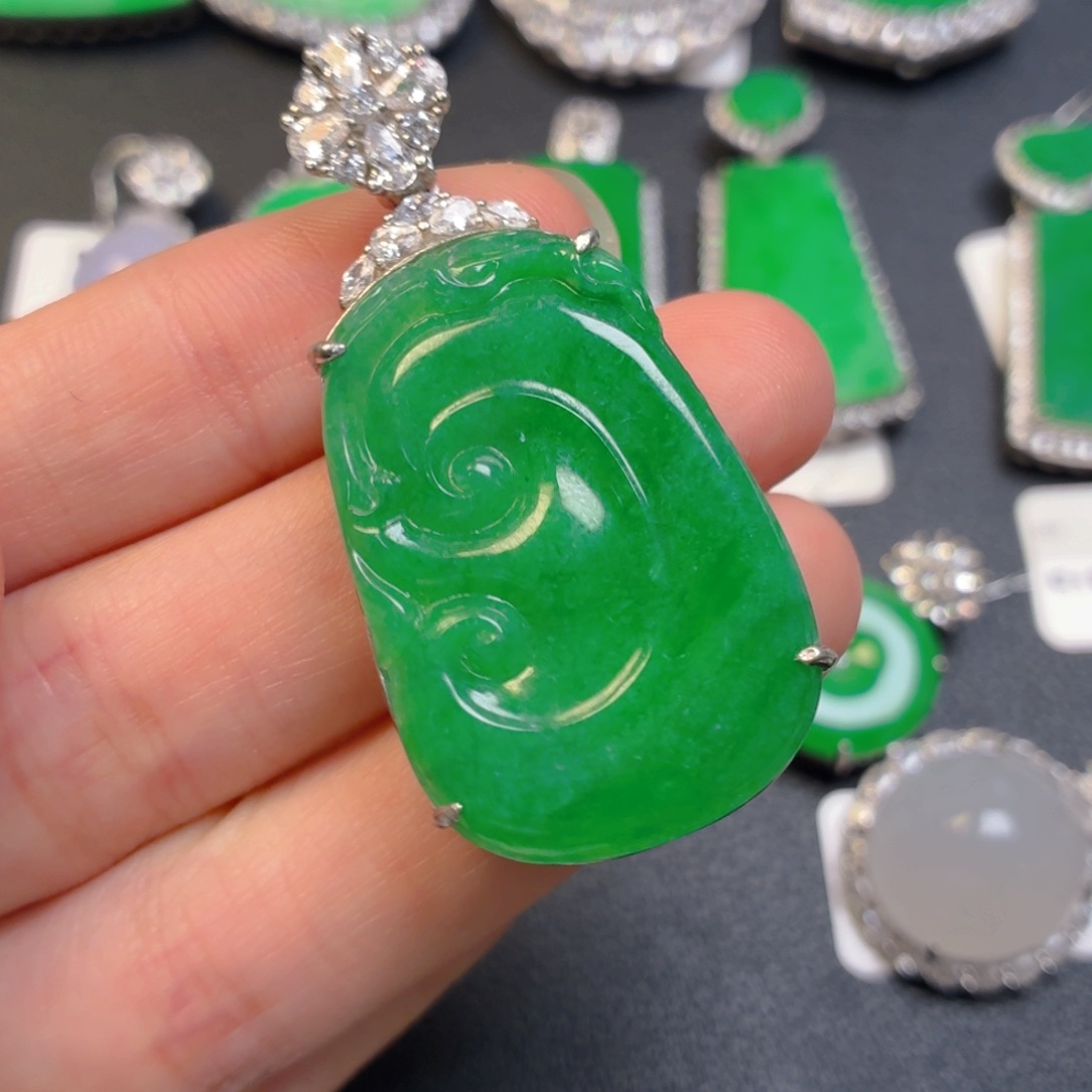 翡翠银S925镶嵌吊坠(不含链)