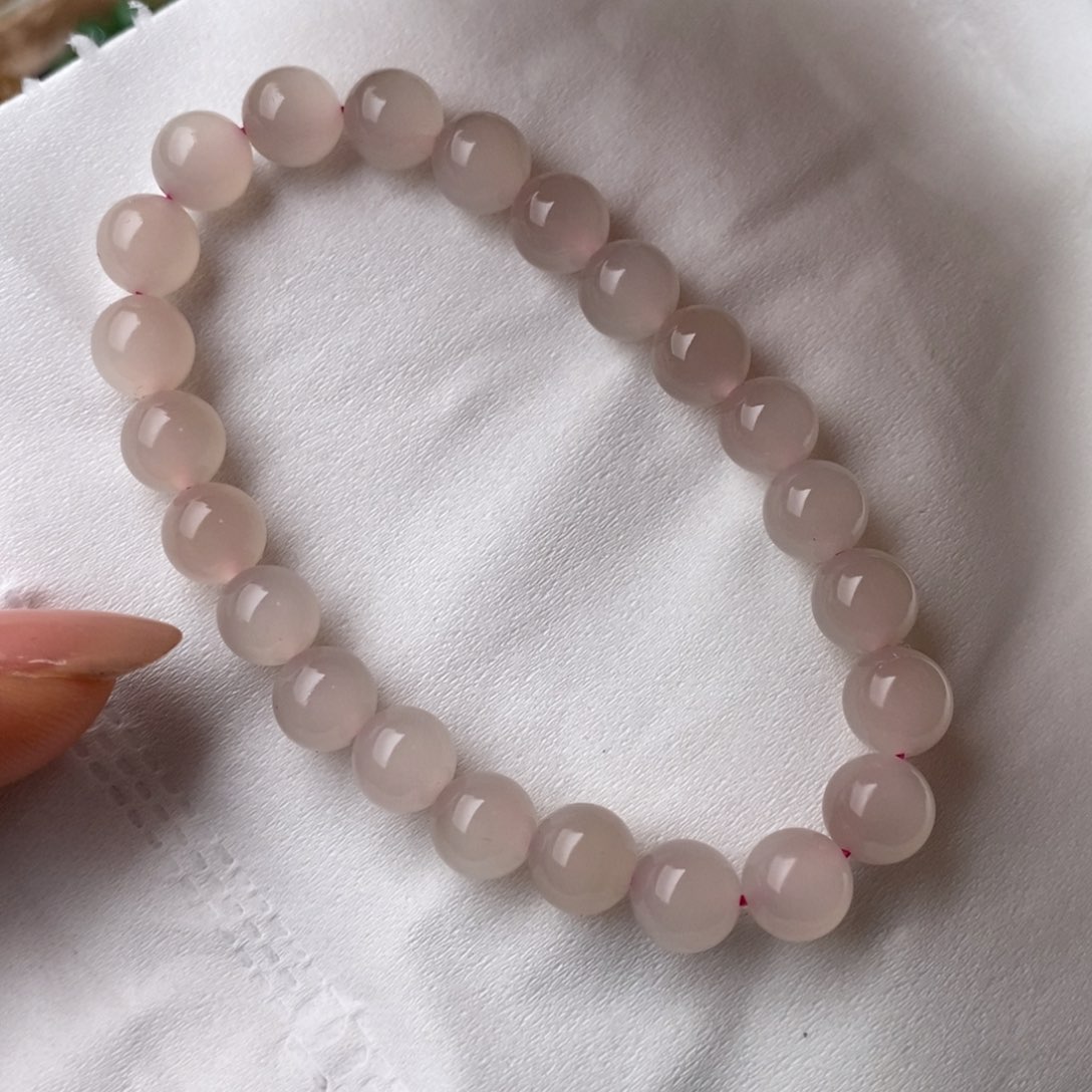 和田玉未镶嵌手串熟粉猫眼手串