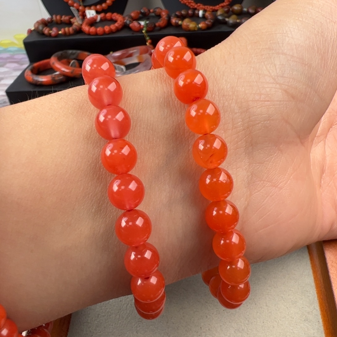 南红玛瑙未镶嵌（保山圆珠手串7mm多样性发一