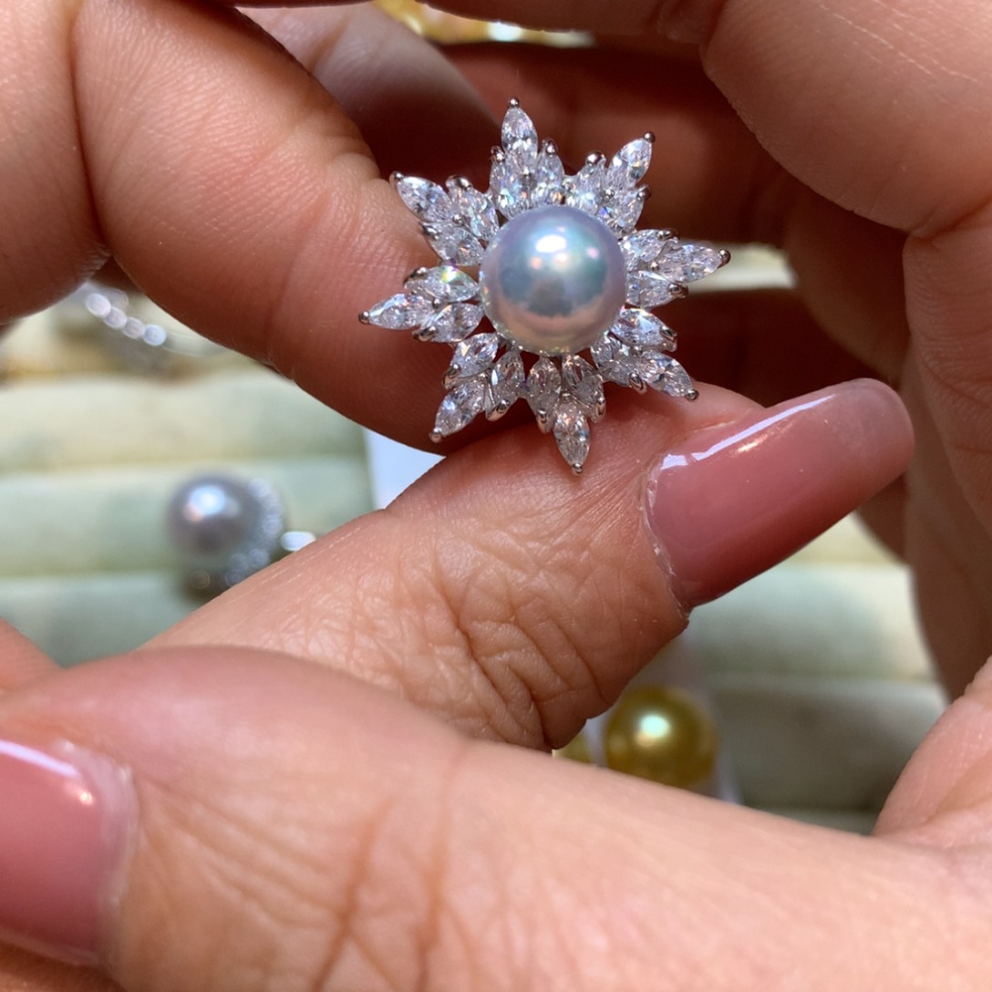 海水珍珠戒指银S925镶嵌