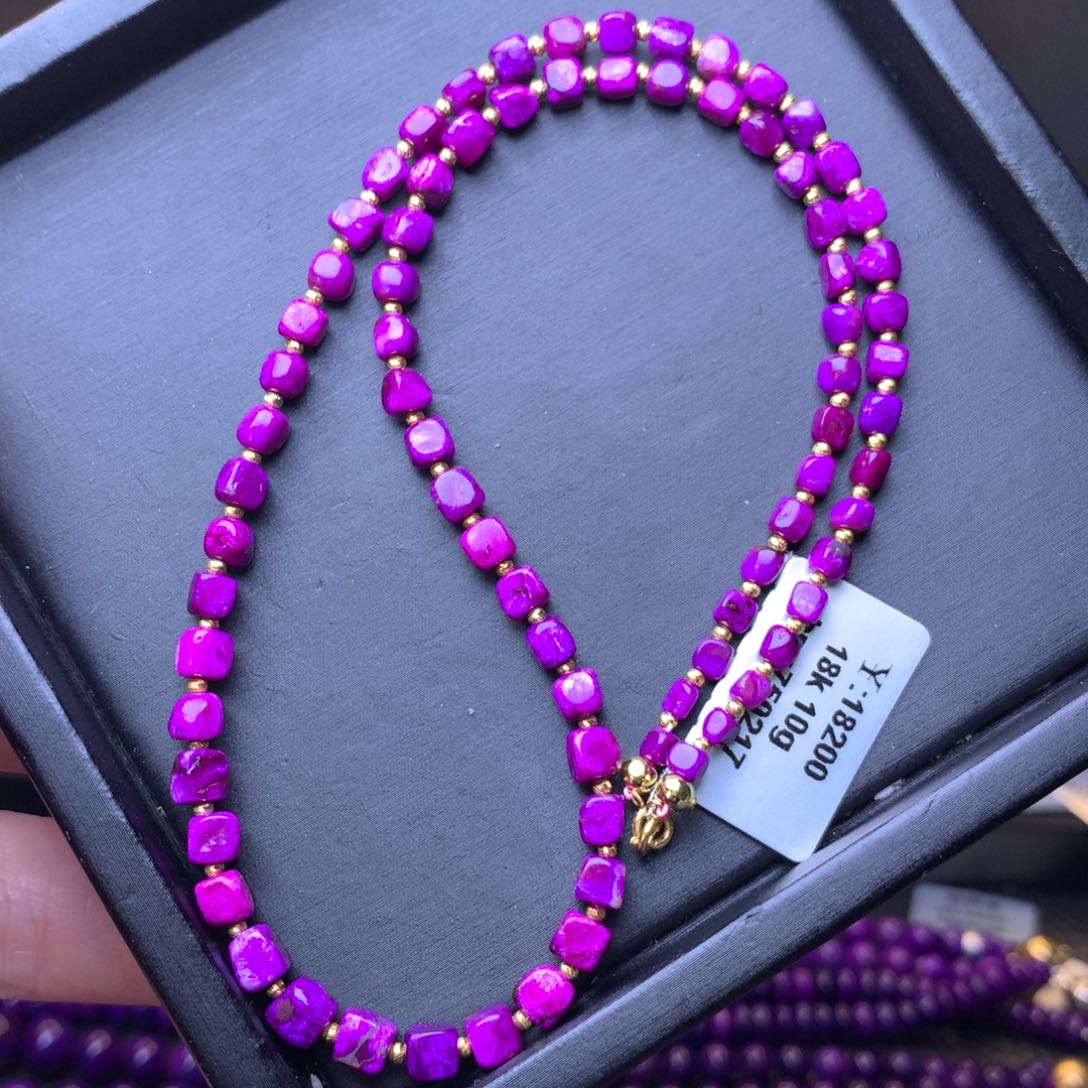 苏纪石（舒俱来）丝绒项链18K金镶嵌