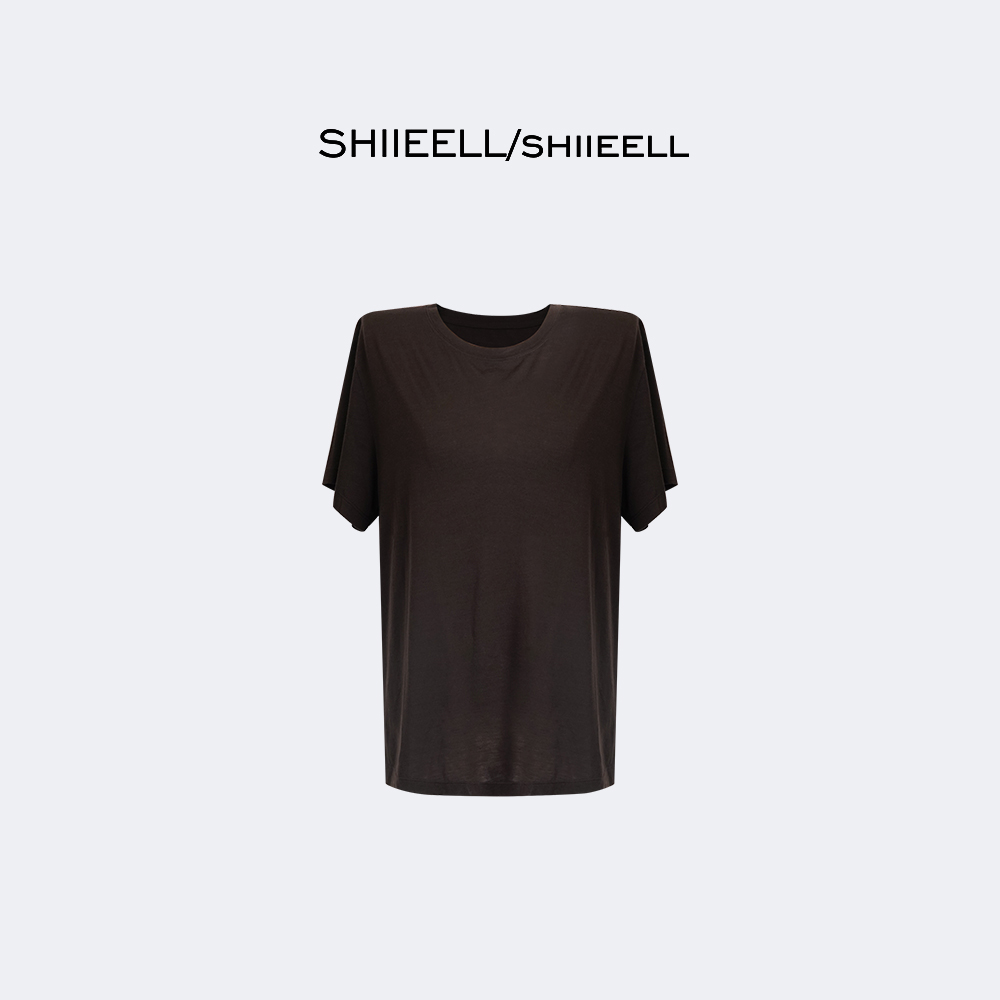 SHIIEELL极简莱赛尔羊毛软糯夏季新款圆领简约宽松短袖T恤女W0117