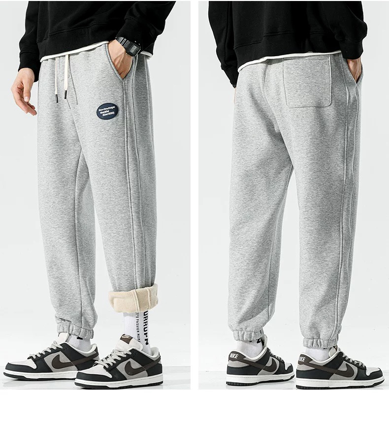 重磅奥利绒立体剪裁弹力加绒加厚男士束脚卫裤冬季保暖长裤1397