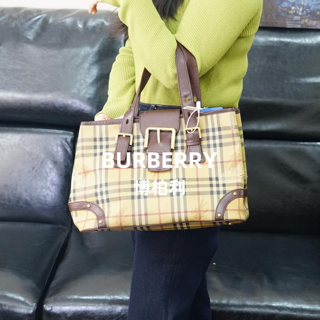 95新 BURBERRY/博柏利 巴宝莉/格纹单肩包/FYZD12606020/6020