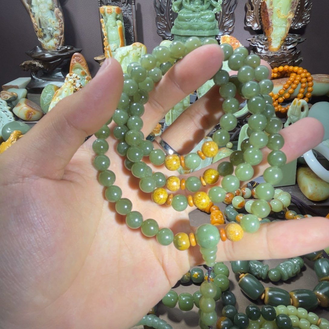 透闪石质玉108未镶嵌