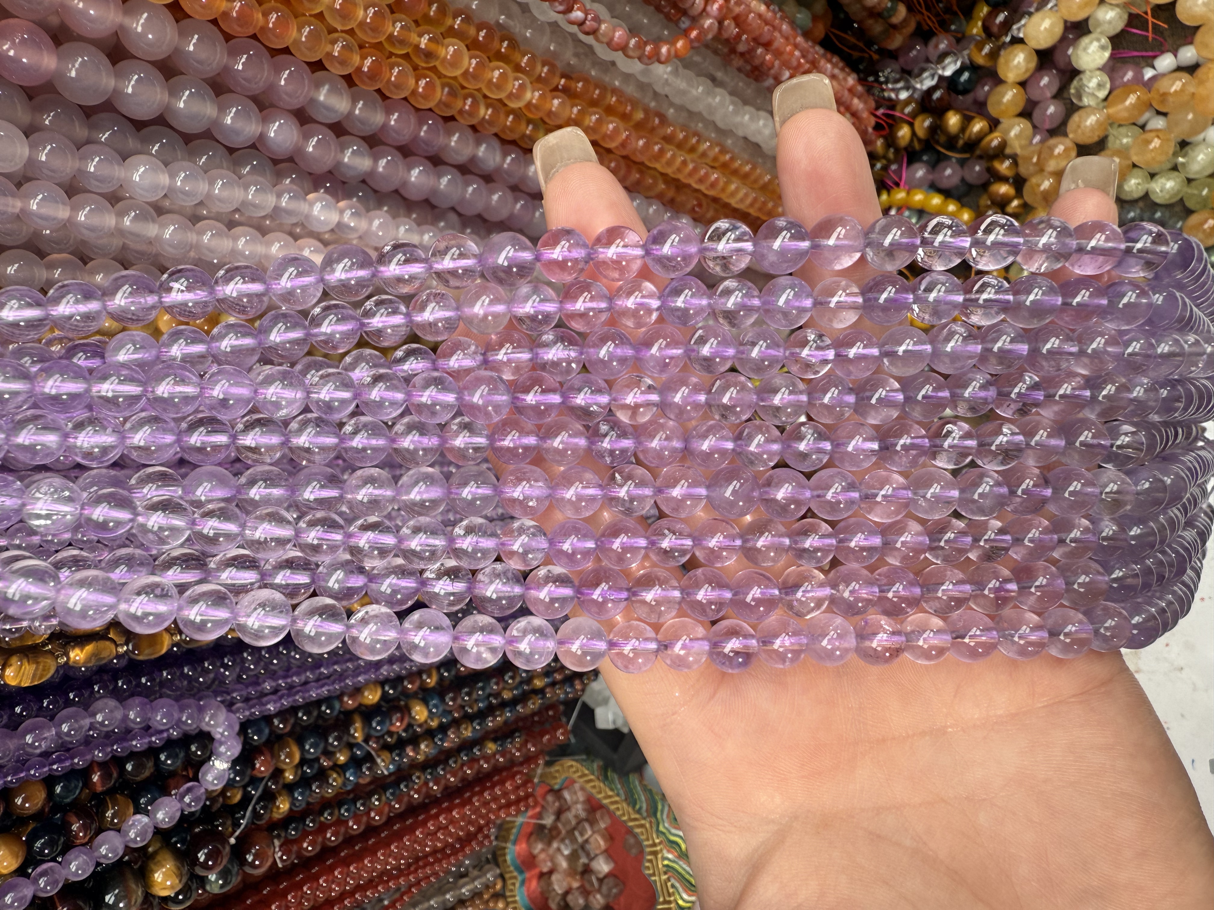 一眼沦陷 【紫玉】透体薰衣草紫水晶  珠宝半成品散珠diy批发