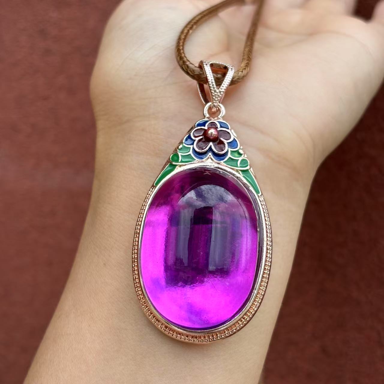 吊坠足银 499重工紫色项链