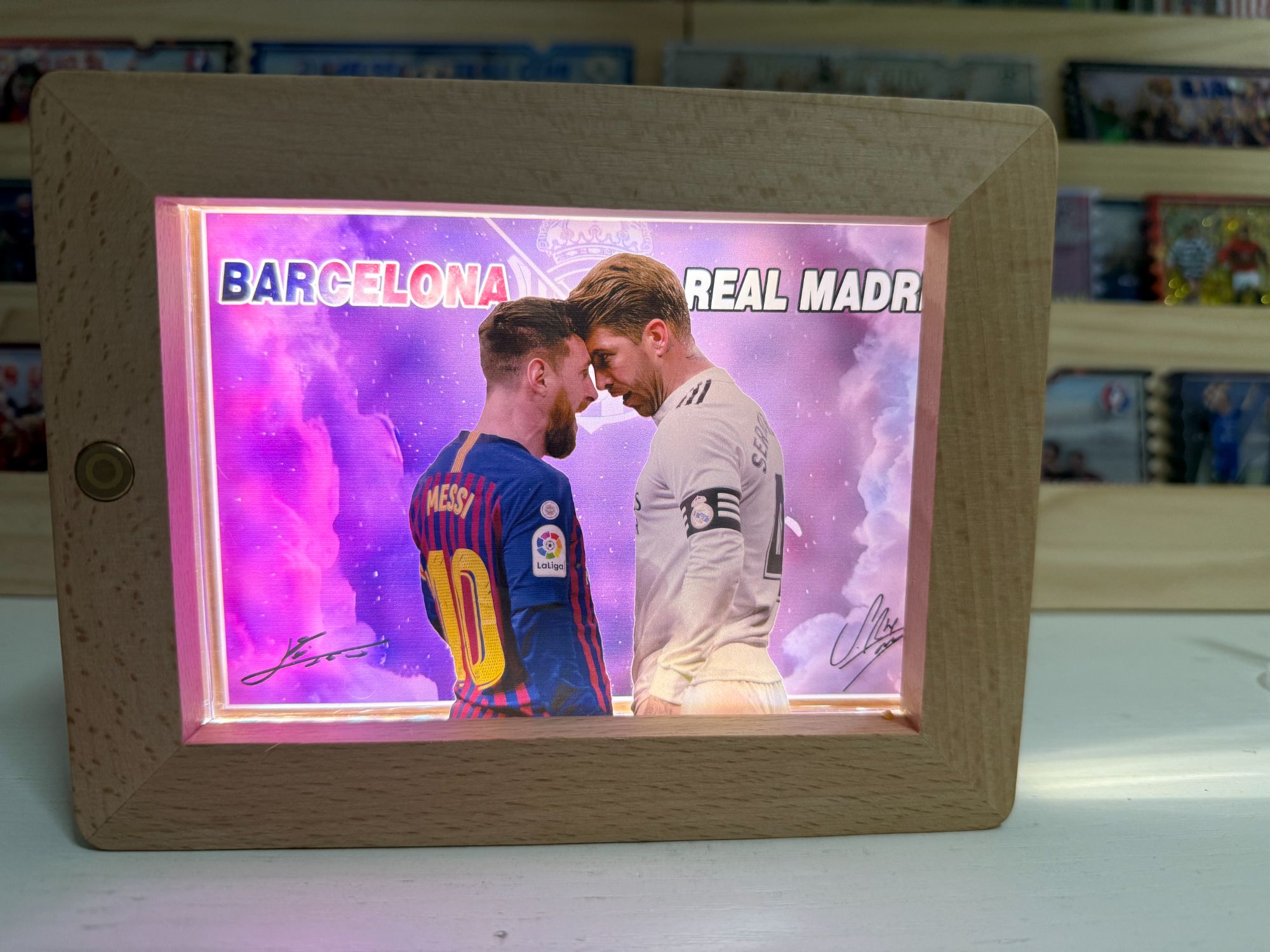 足球篮球动漫周边亚克力水晶砖充电相框发光相框发光盒子