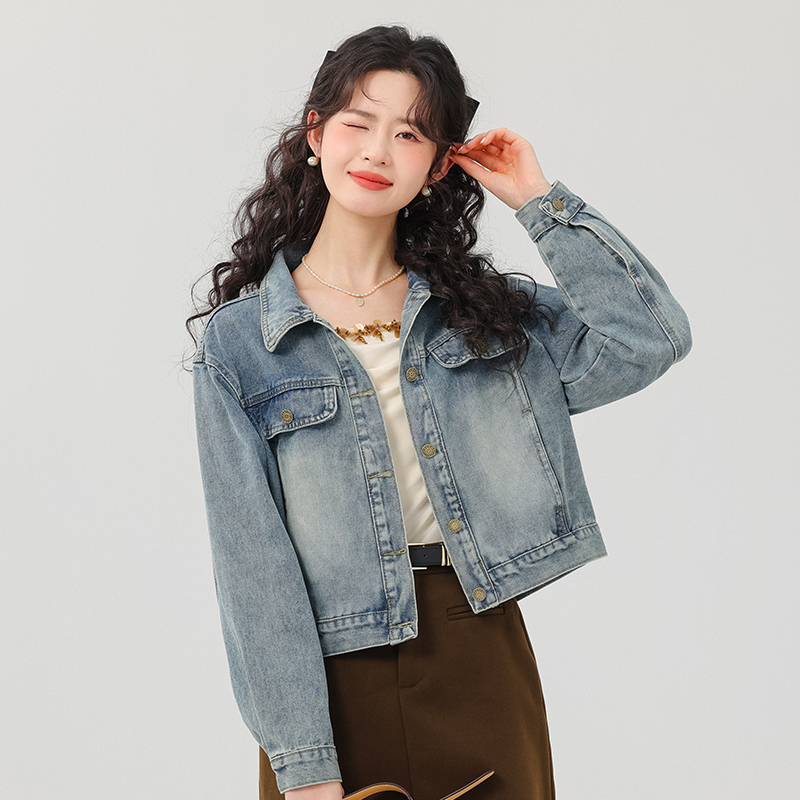 【宋小宝专属】23729复古宽松显瘦休闲牛仔外套气质小个子夹克上衣