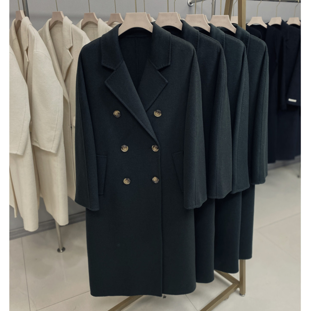 【经典801】橄榄色老钱风格双面羊毛大衣女秋冬新品