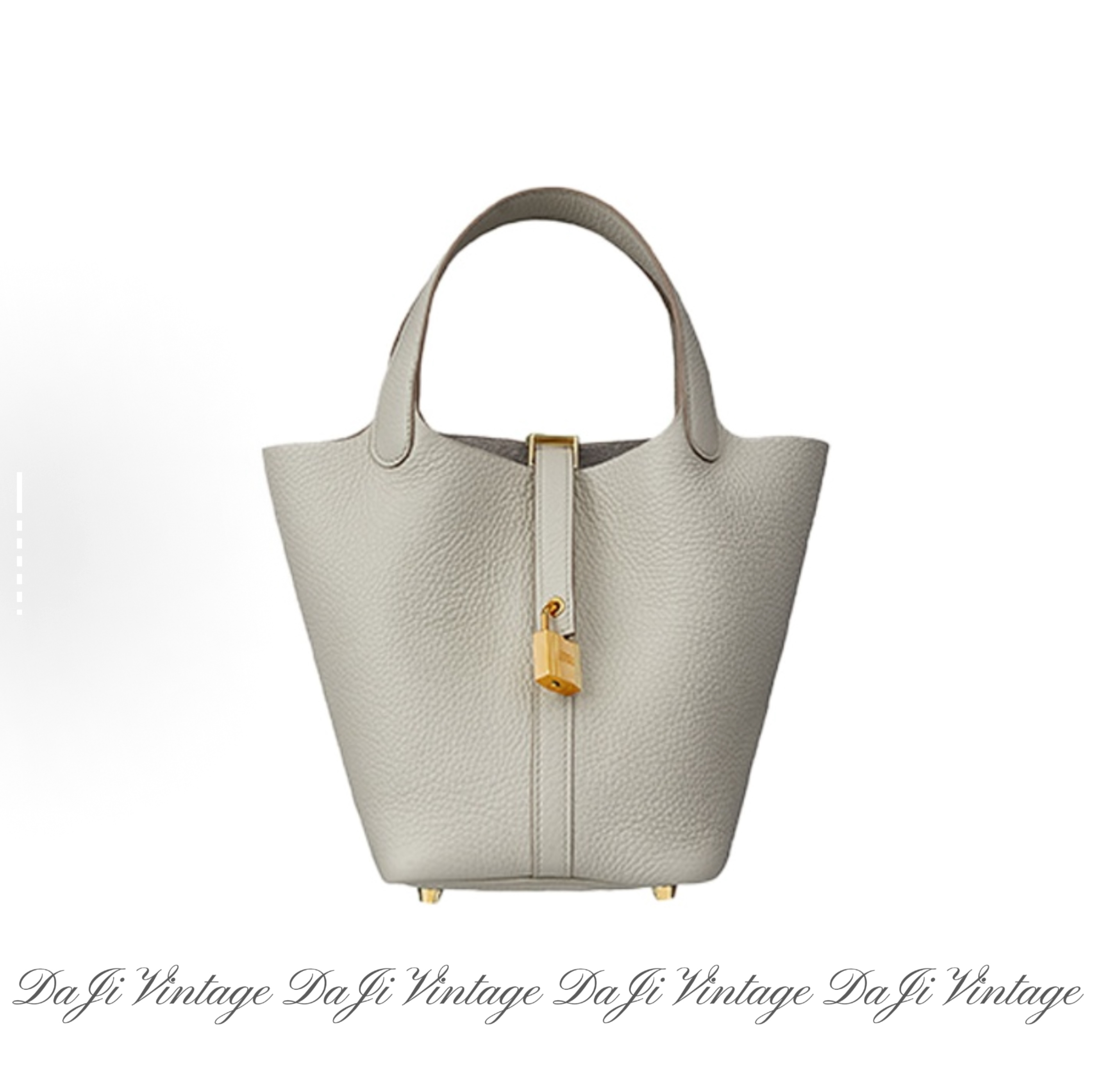 99新 Hermes/爱马仕 大吉中古/Hermes18金扣冰晶灰菜篮子手提包
