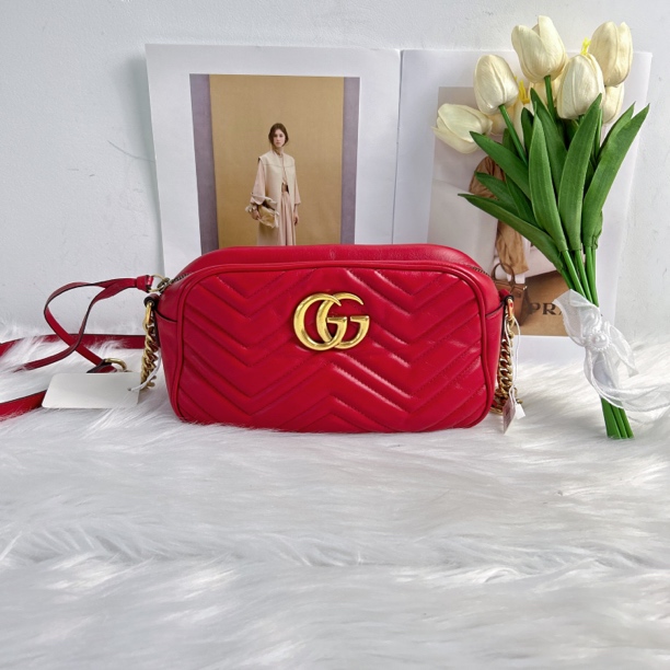 95新 GUCCI/古驰 古驰B1064红金马蒙相机26单肩包