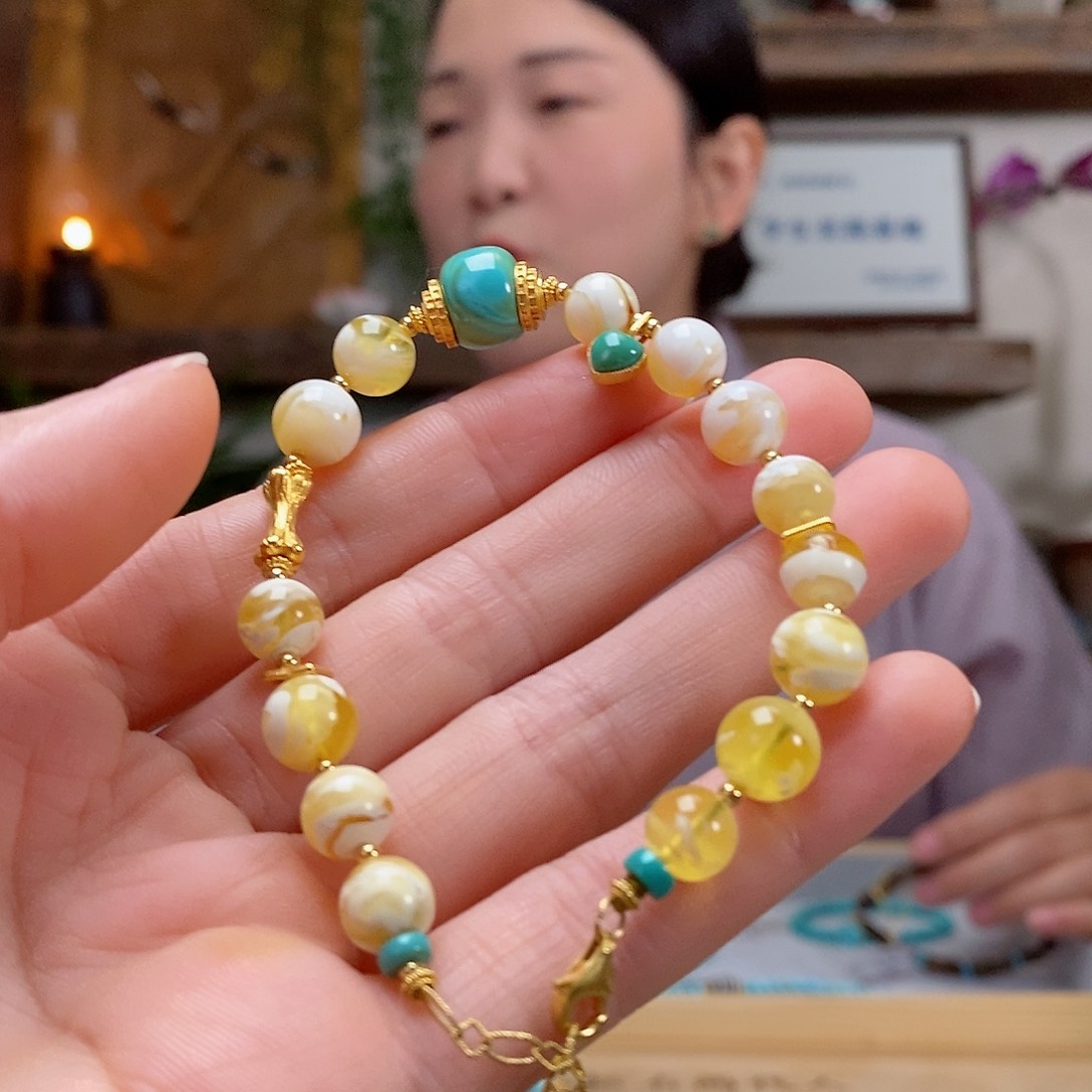 18K金镶嵌琥珀珠宝奇石