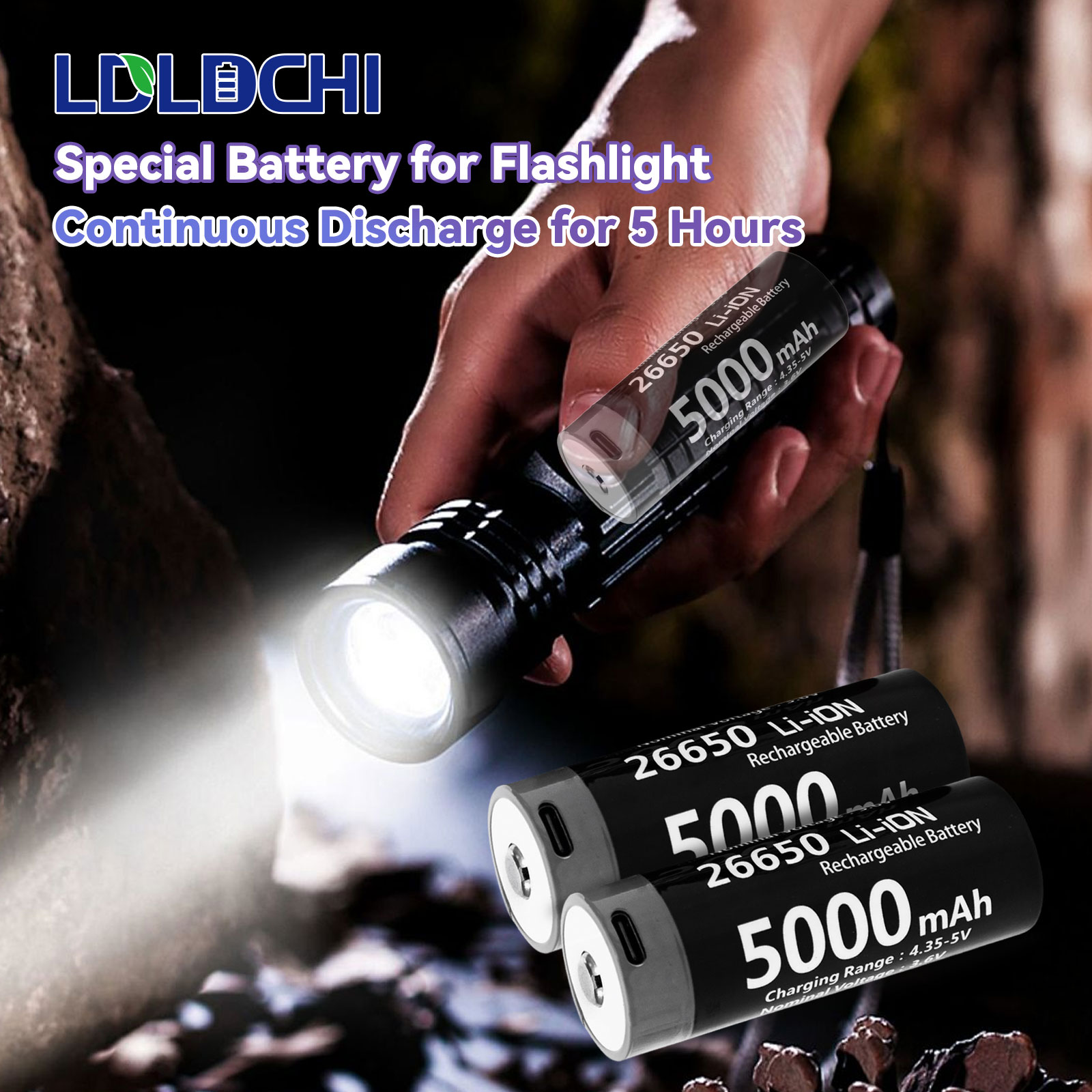 强光手电筒可充电26650/18650/21750锂电池
