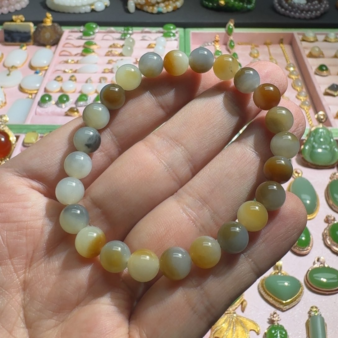 和田玉手链未镶嵌且末楼兰8mm手链