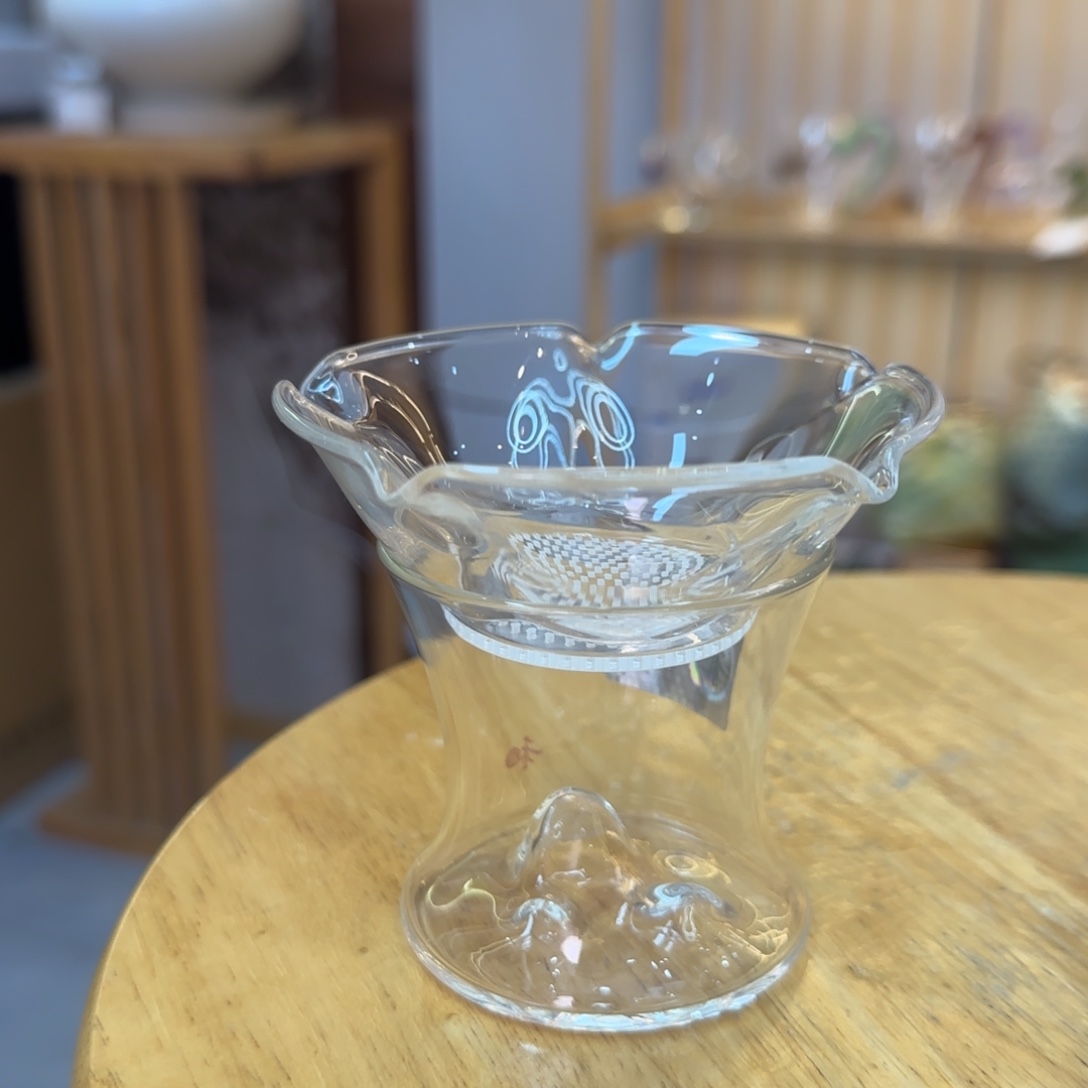 艳***）手工艺品玻璃禾器观山茶漏激光