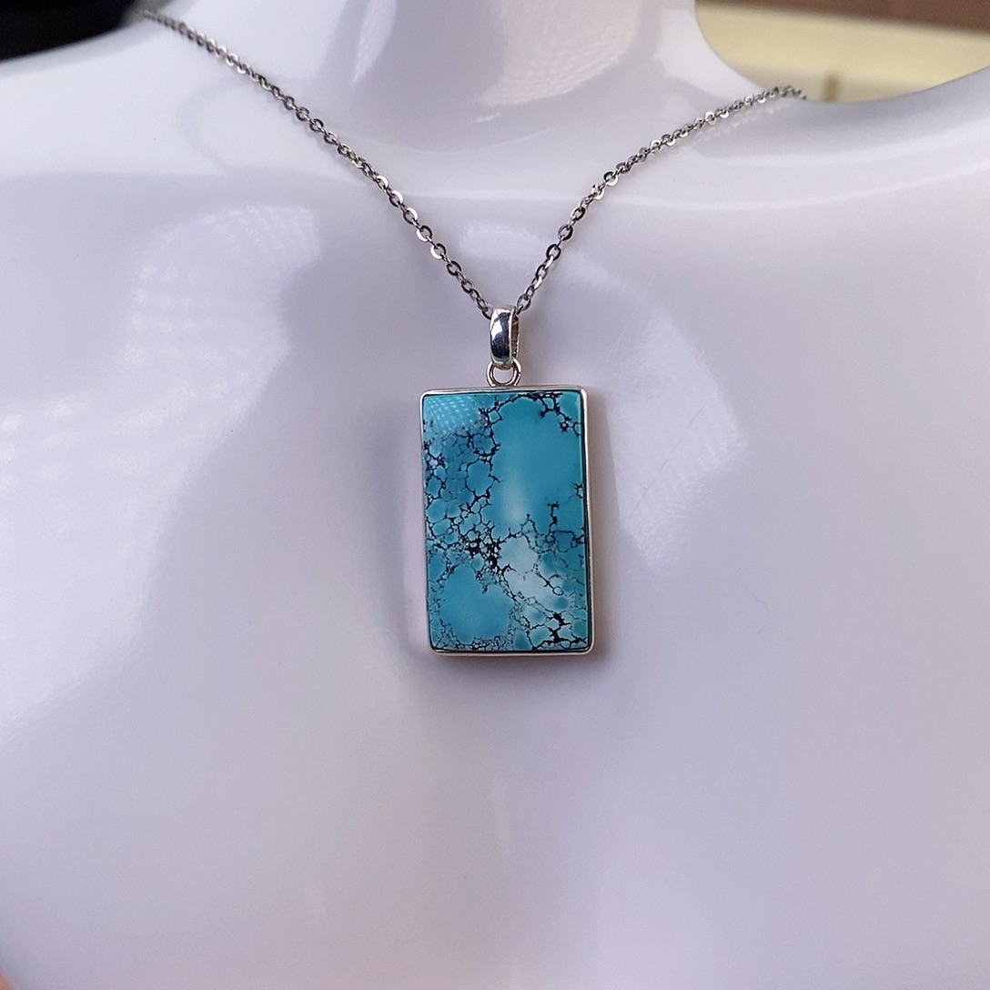 绿松石颈饰银S925镶嵌