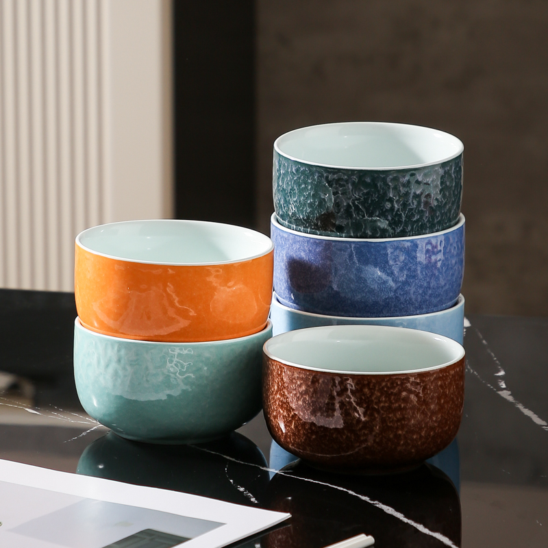 【瓷享家】窑变工艺高颜值清新简约多色陶瓷色釉家用分餐小号米饭碗