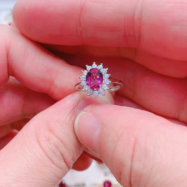 石榴石戒指银S925镶嵌